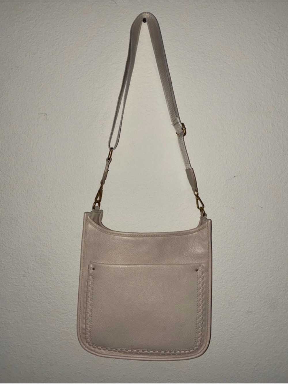 Neutral Leather Crossbody Bag - Cream